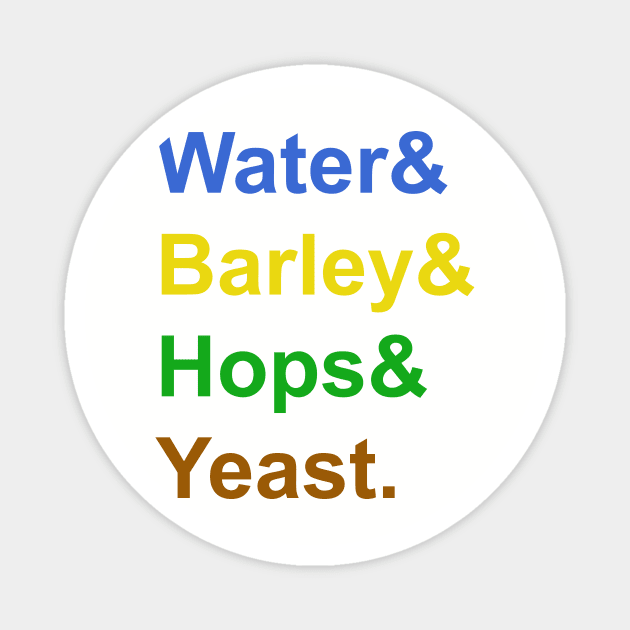 Water & Barley & Hops & Yeast Magnet by MC-Face